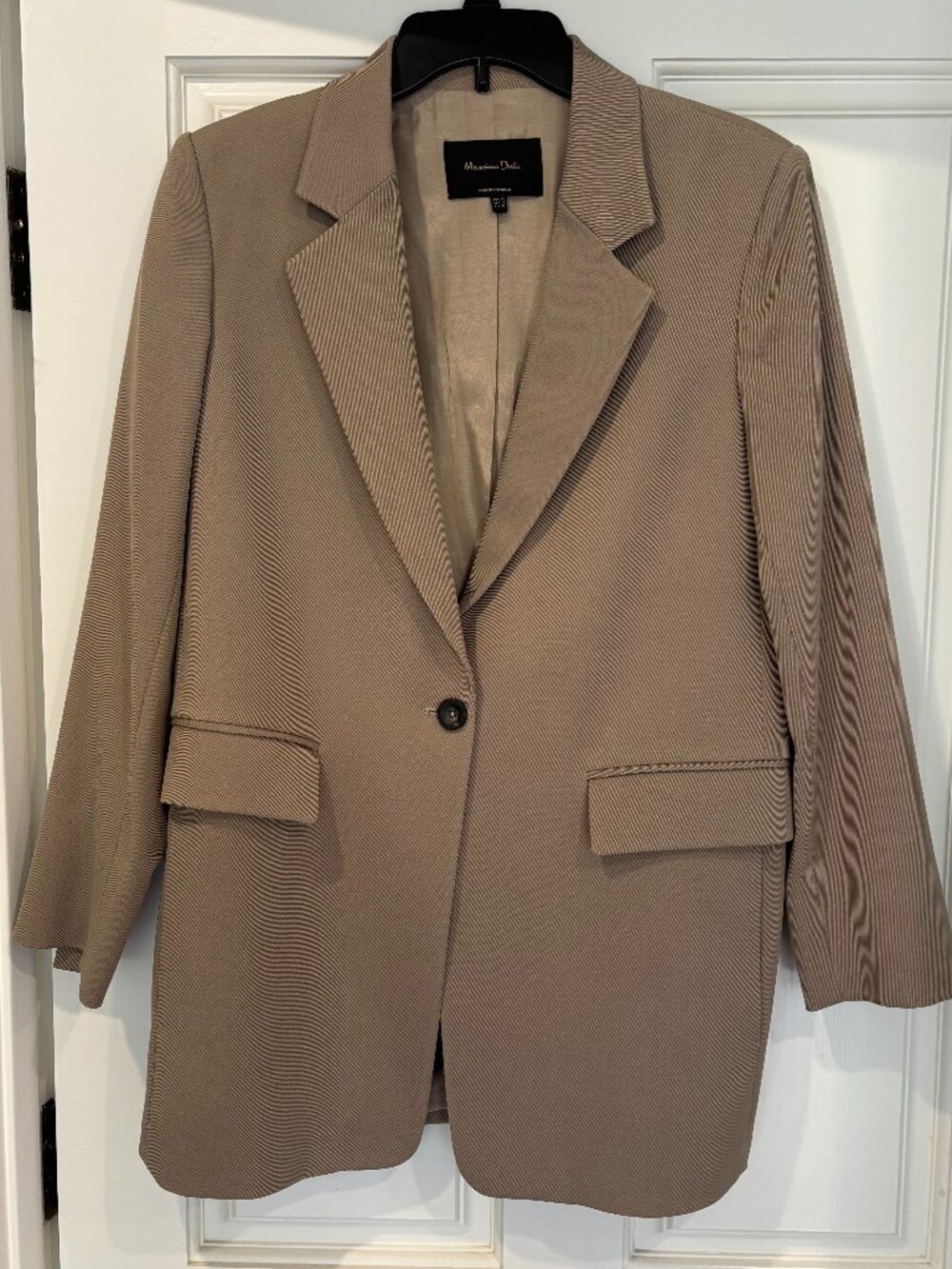 MASSIMO DUTTI Wool Blend Camel Single-Button Blazer Jacket